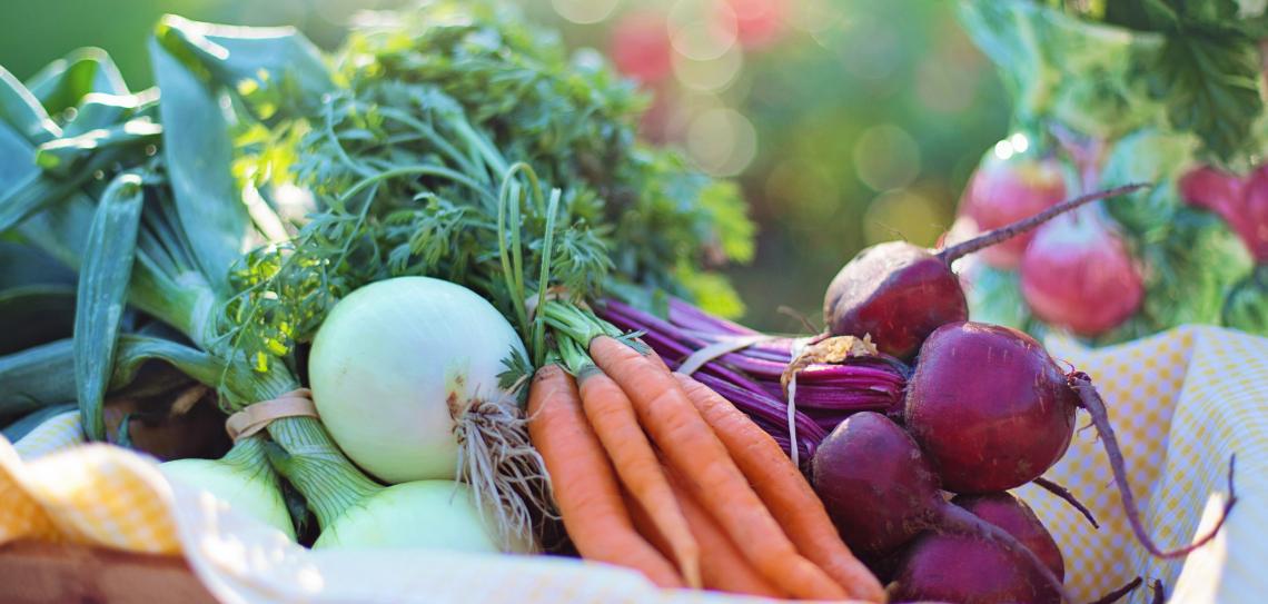 A basket of seasonal vegetables