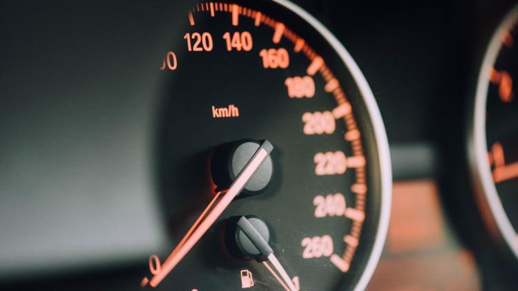 Speedometer dial in a car