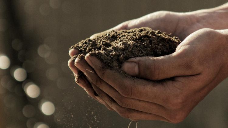 Replenishing poor soil helps store more carbon in the earth. Photo: Gabriel Jimenez - unsplash.com Person holding soil in their hands