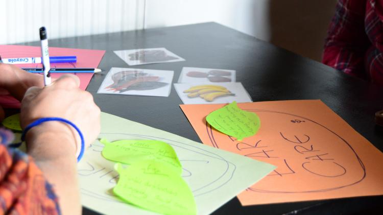 Arm of person studying Permaculture at a desk.